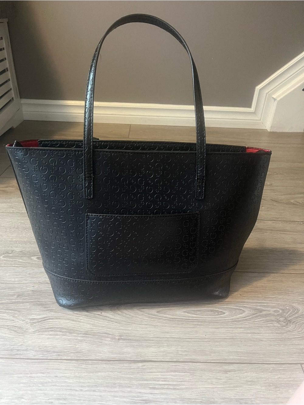GUESS Black Tote Bag with Red Accent - Picture 3 of 16